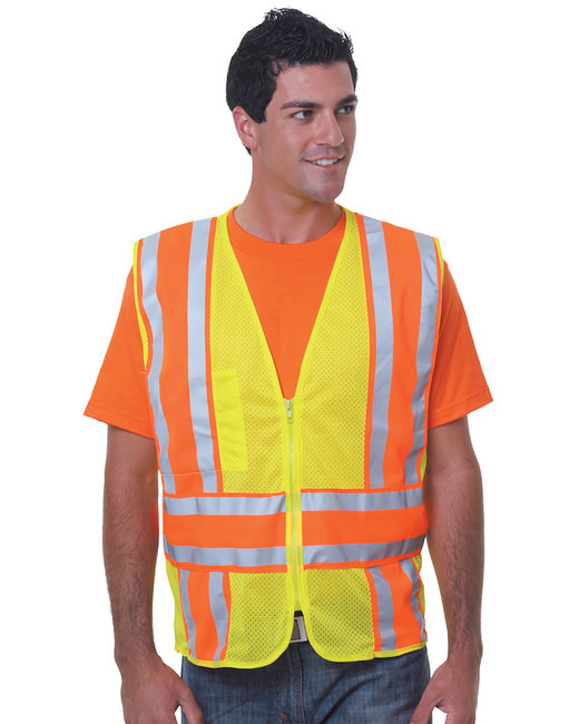 Bayside Unisex USA Made Class 2, Level 2 ANSI High-Vis Mesh Safety Vest