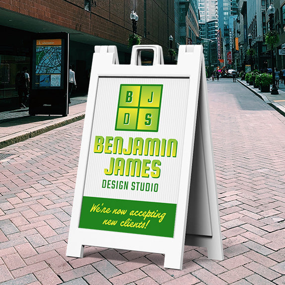 Weather-resistant A-frame sign for outdoor advertising