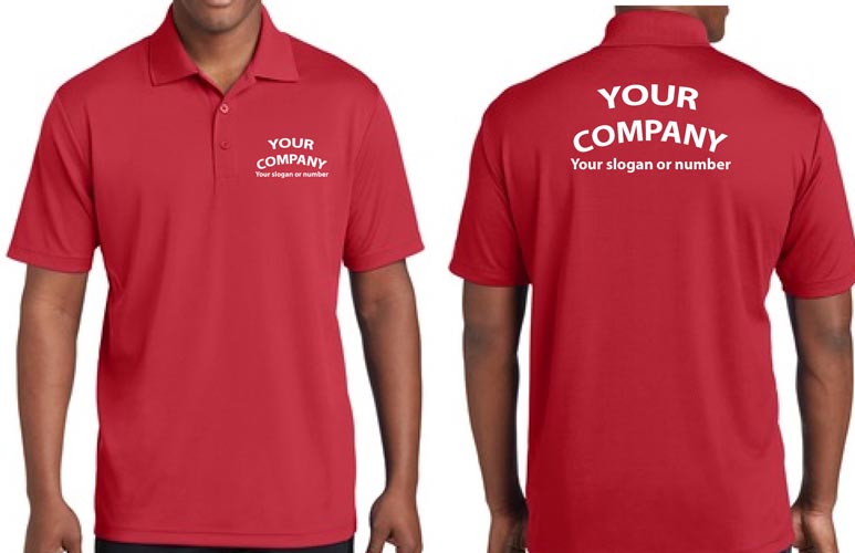 Personalized corporate polo shirts designed for business use.