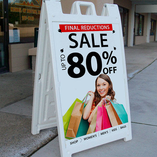  Custom A-frame sign promoting sales and discounts