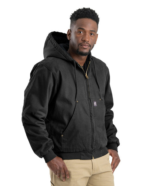 Berne Men's Highland Washed Cotton Duck Hooded Jacket – Durable and Insulated Workwear