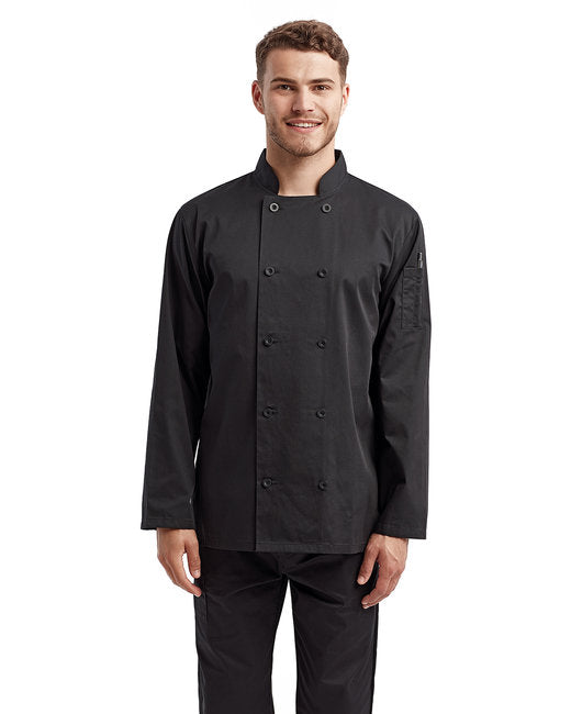 Custom Recycled Chef's Coat – Long-Sleeve with Mandarin Collar