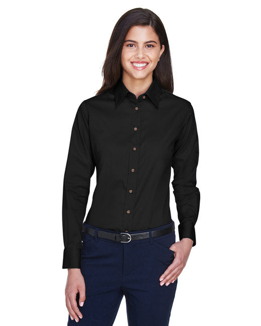 Custom Ladies' Long-Sleeve Twill Shirt – Stain-Release & Professional Fit