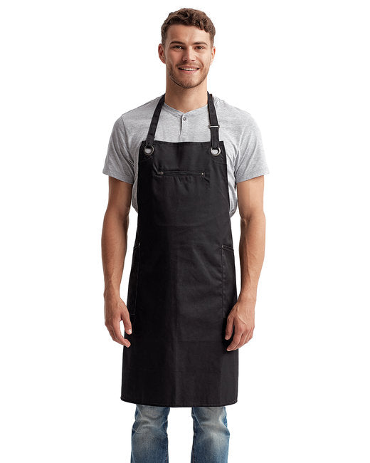 Custom Recycled Bib Apron – Contrast Stitch with Functional Pockets