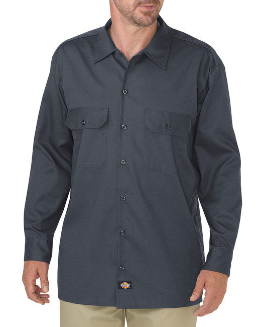 Dickies Men's FLEX Relaxed Fit Long-Sleeve Twill Work Shirt – Comfortable & Durable