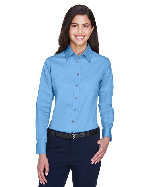 Custom Ladies' Long-Sleeve Twill Shirt – Stain-Release & Professional Fit