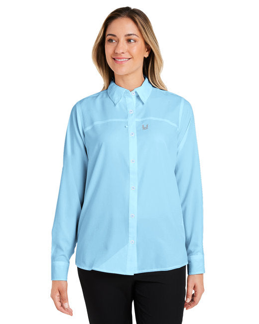 HUK Ladies' Tide Point Long Sleeve Shirt – Protective, Stretchable, and Stylish