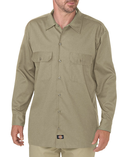 Dickies Men's FLEX Relaxed Fit Long-Sleeve Twill Work Shirt – Comfortable & Durable