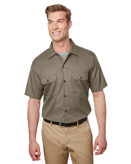 Dickies Men's Short Sleeve Slim Fit Flex Twill Work Shirt – Moisture-Wicking & Durable