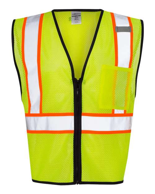 Economy Contrasting Vest with Zippered Front - Kishigo | Lightweight and ANSI Compliant