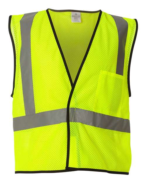 Economy Single Pocket Hook-And-Loop Mesh Vest - Kishigo 1193-1194 | ANSI Class 2 Safety Vest