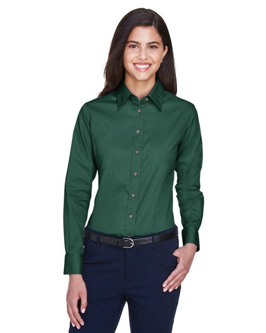 Custom Ladies' Long-Sleeve Twill Shirt – Stain-Release & Professional Fit