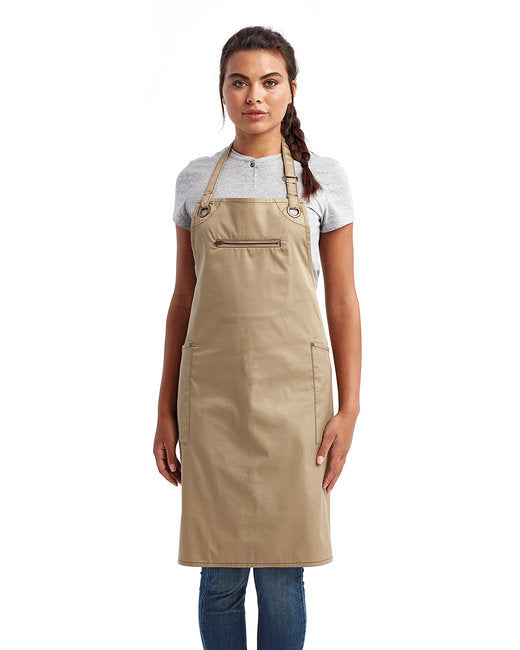 Custom Recycled Bib Apron – Contrast Stitch with Functional Pockets