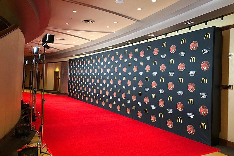 Personalized corporate backdrops designed for business use.