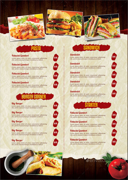 Customizable Restaurant Menu Flyers – Durable and High-Quality