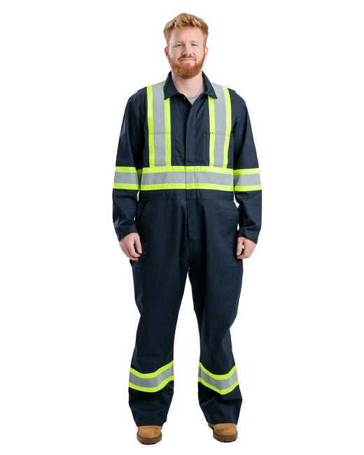 Berne Men's Safety Striped Unlined Coverall – Durable and High-Visibility Workwear