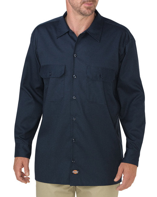 Dickies Men's FLEX Relaxed Fit Long-Sleeve Twill Work Shirt – Comfortable & Durable