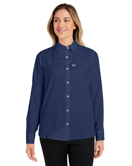 HUK Ladies' Tide Point Long Sleeve Shirt – Protective, Stretchable, and Stylish