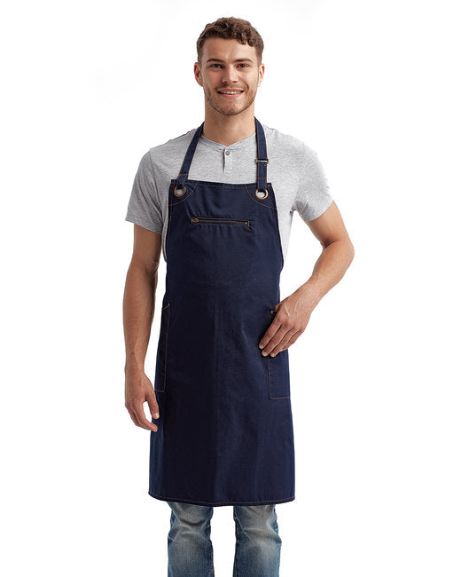 Custom Recycled Bib Apron – Contrast Stitch with Functional Pockets