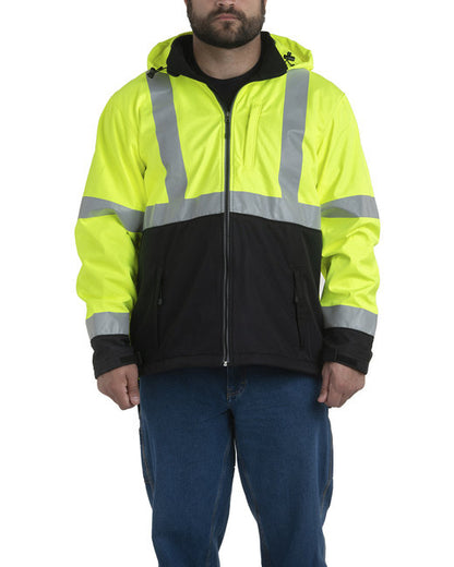 Berne Men’s Tall Hi-Vis Class 3 Hooded Softshell Jacket