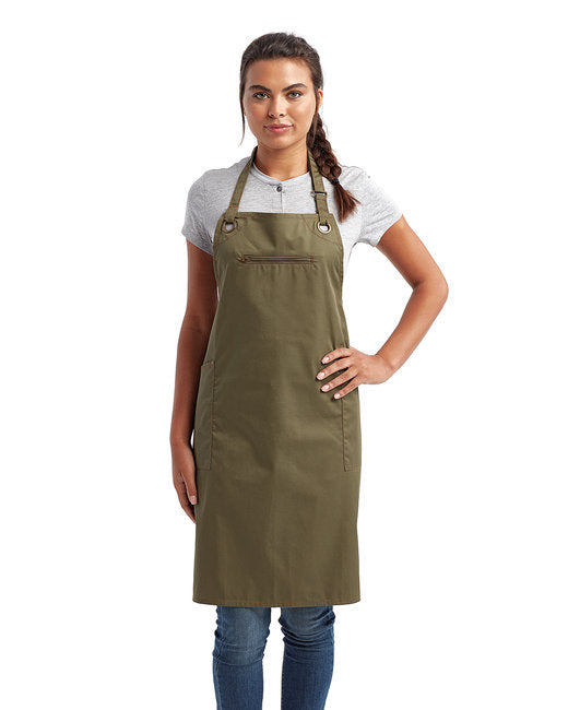 Custom Recycled Bib Apron – Contrast Stitch with Functional Pockets