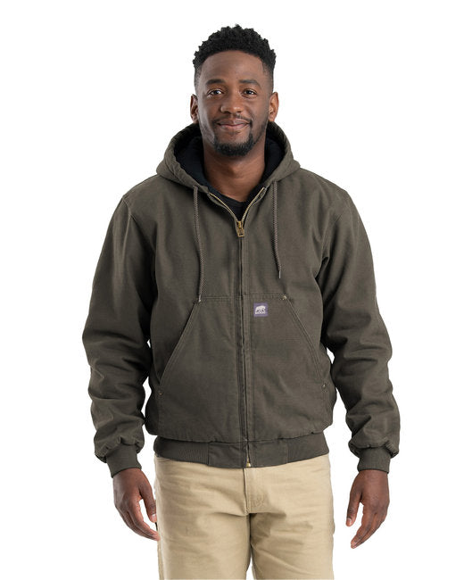 Berne Men's Highland Washed Cotton Duck Hooded Jacket – Durable and Insulated Workwear