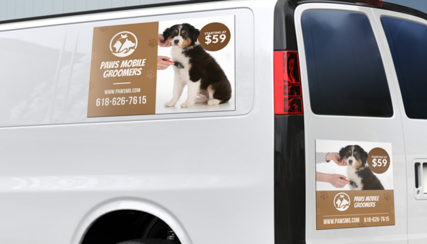 Custom Pet Grooming Car Magnets – High-Quality Branded Signs for Cars, Vans, and Trucks