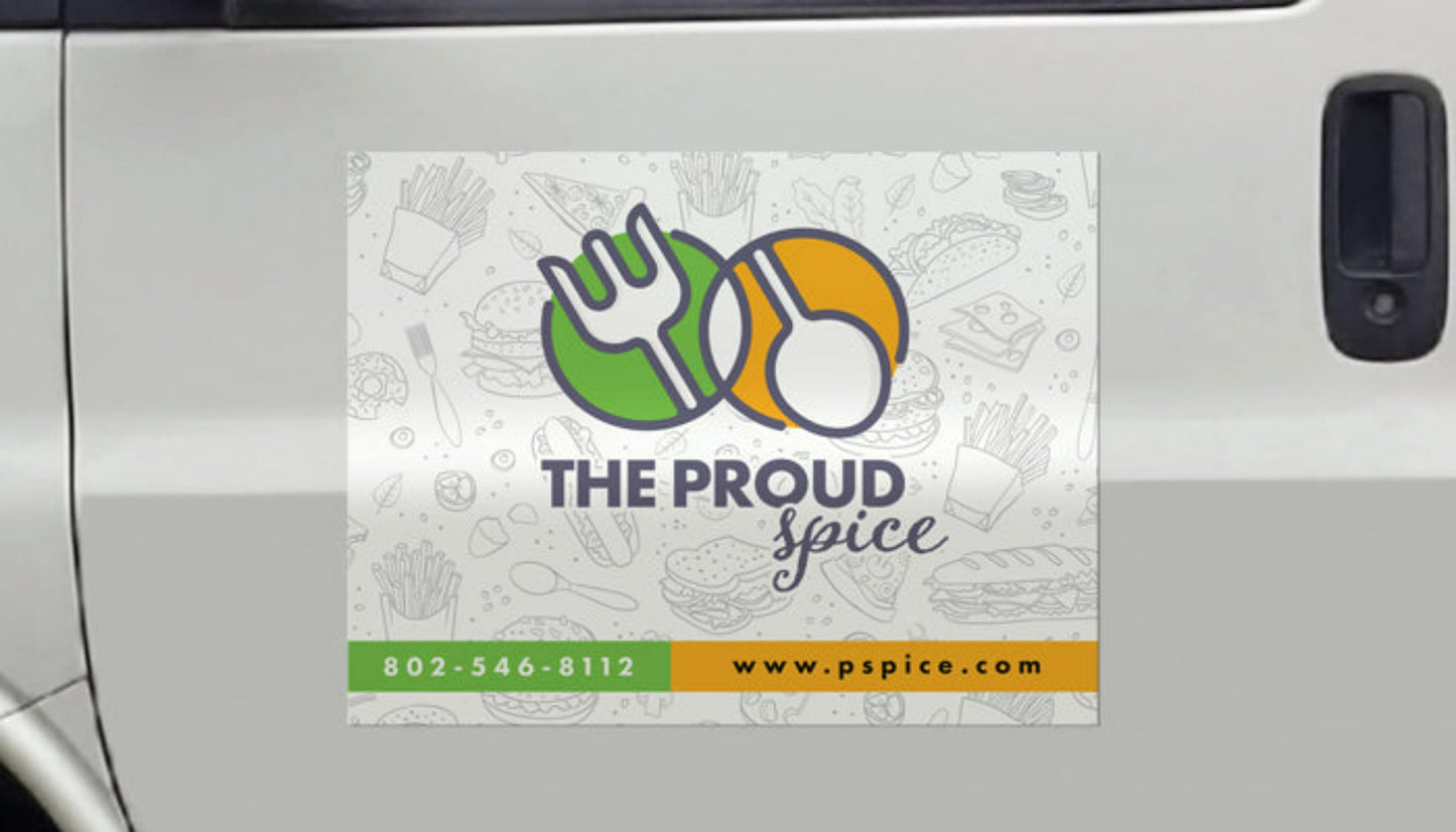 Custom Restaurant and Catering Car Magnets on a Truck - Online Design