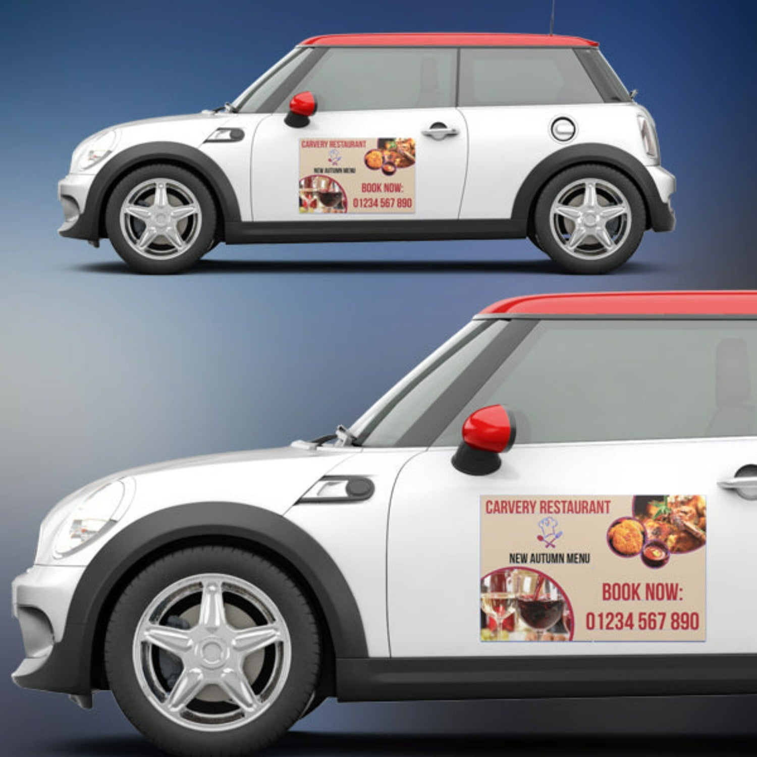 Weatherproof Custom Restaurant and Catering Car Magnets - Online Design