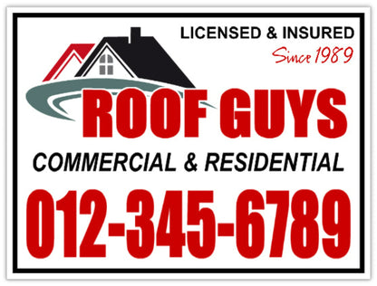 Contact Information Custom Roofing Yard Signs – Logo Printed and Fast Shipping