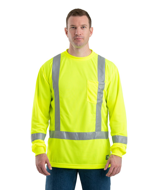 Berne Men's Hi-Vis Class 3 Performance Long Sleeve Pocket T-Shirt – Safety and Comfort