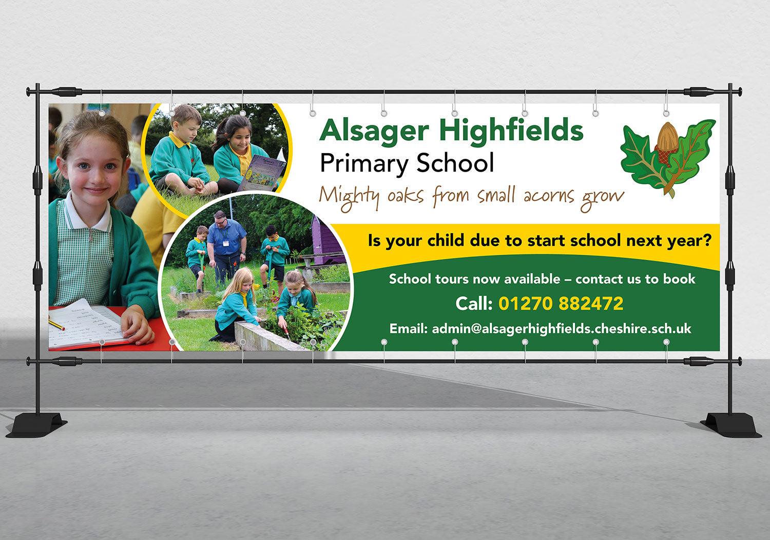 Closeup of Custom School Banners – Online Design and Fast Shipping