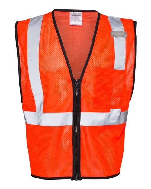 Single Pocket Zipper Mesh Class 2 Vest - Kishigo | High-Visibility Safety Vest