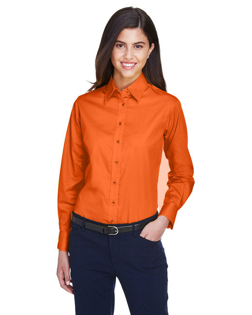 Custom Ladies' Long-Sleeve Twill Shirt – Stain-Release & Professional Fit