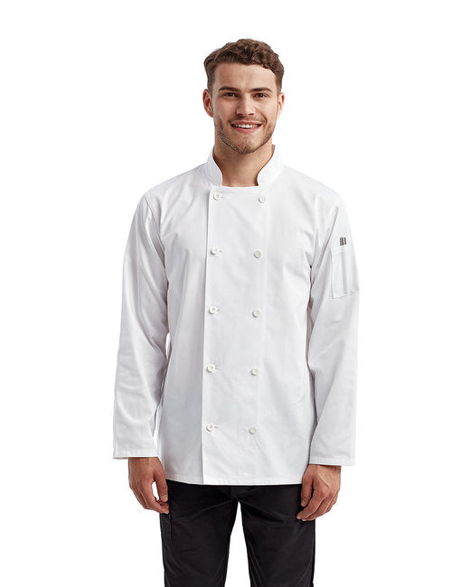 Custom Recycled Chef's Coat – Long-Sleeve with Mandarin Collar