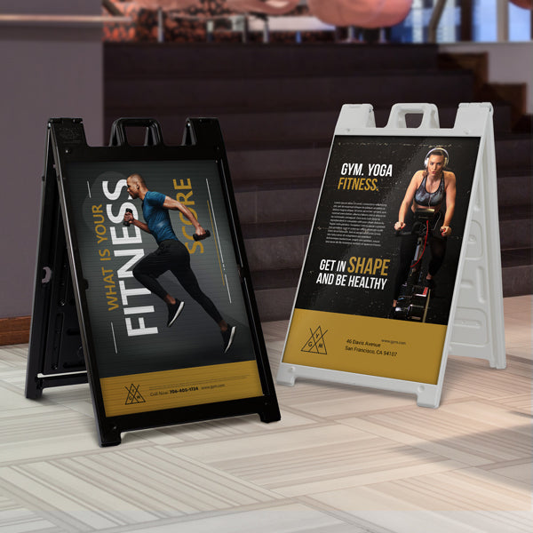 Double-sided A-frame sign used for store promotions