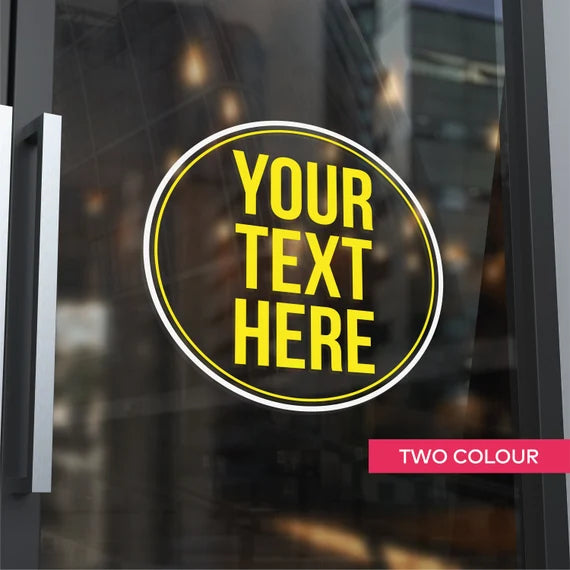 Customizable window graphics featuring a company logo.