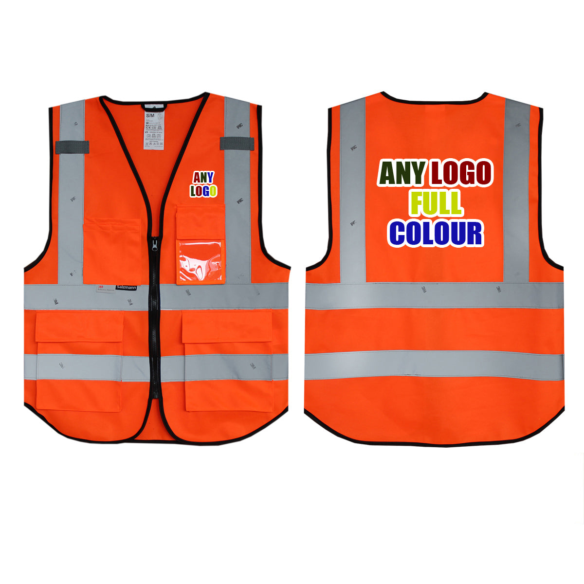 Custom printed safety vests available for warehouse staff.