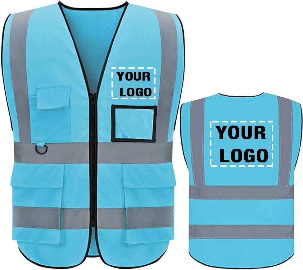 Durable custom logo printed safety vests for event staff.