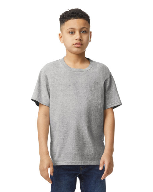 Front view of Gildan Youth Soft Style T-Shirt highlighting customizable design area.