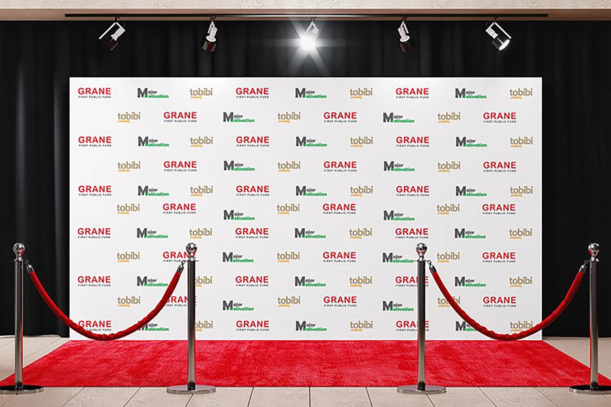 Durable custom logo printed backdrops for promotional displays.