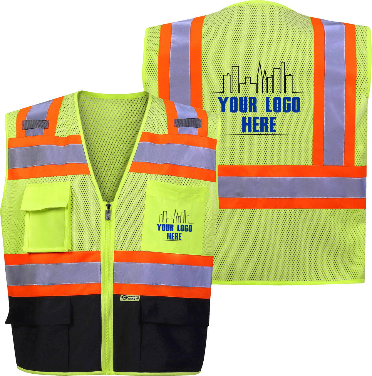 Full-color printed safety vests for maximum brand visibility.