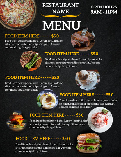 Customizable Restaurant Menu Flyers – Durable and High-Quality