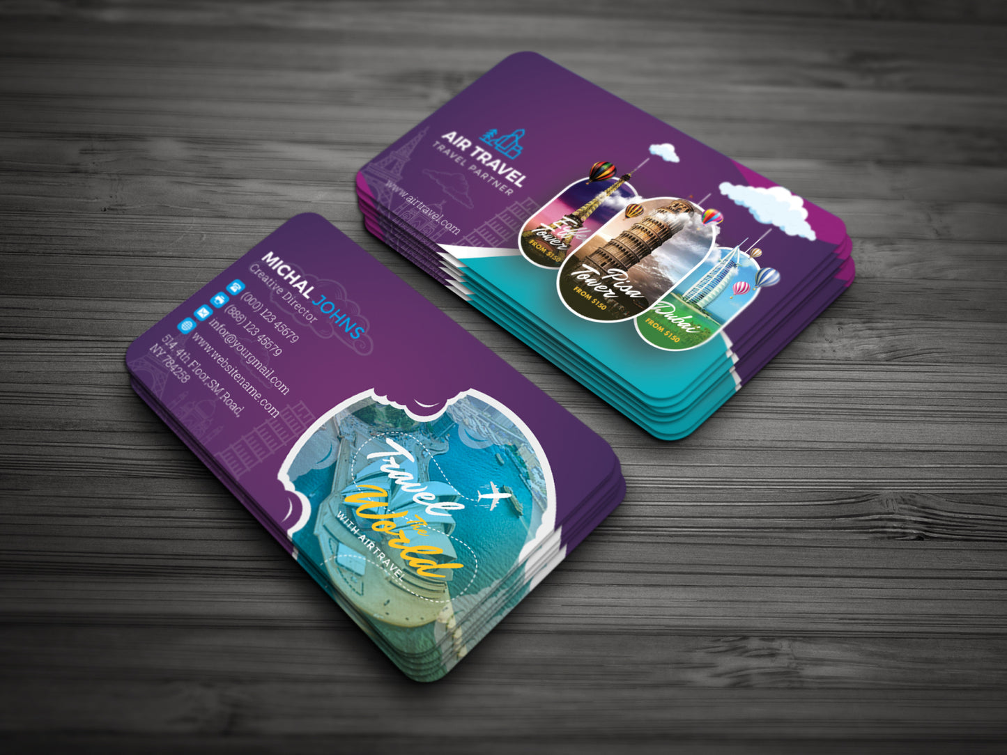 Travel Agent Business Cards – Clean and Informative